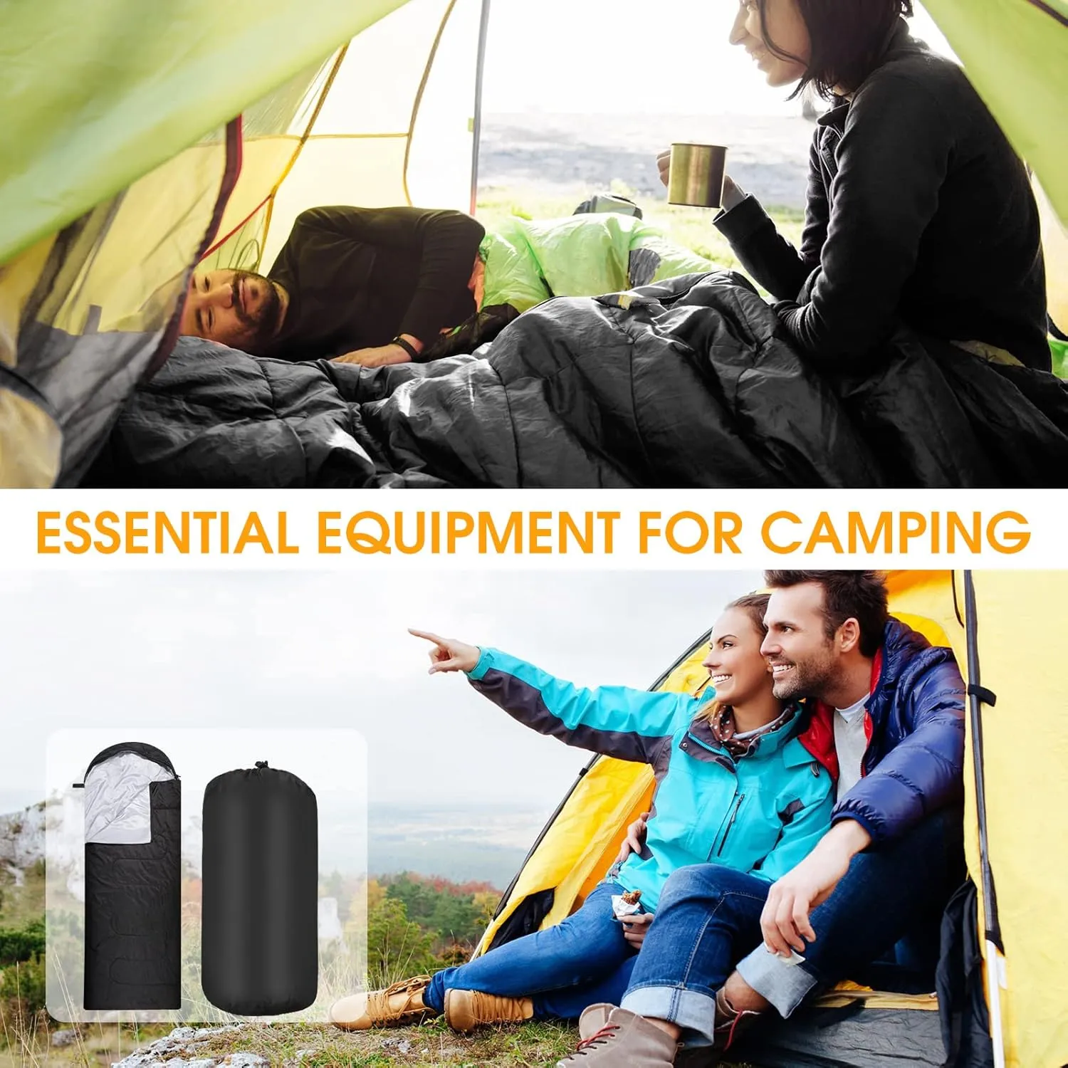10 Pcs 0 Degree Camping Sleeping Bags Bulk for Adults Cold Weather Sleeping Bags 4 Season Warm Waterproof Lightweight with Compression Sack for Backpacking Hiking Travel Homeless
