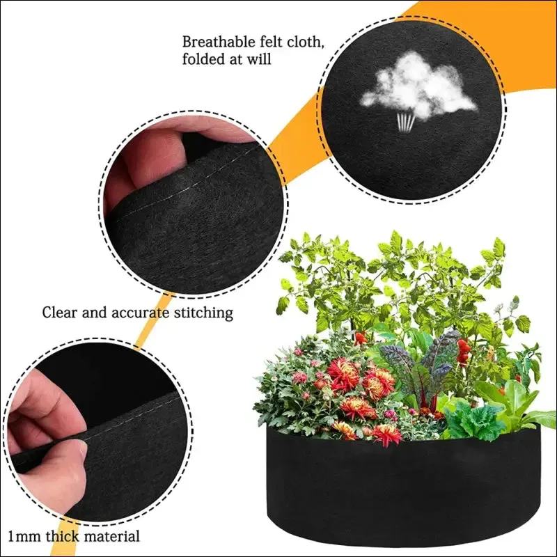 10/40/50/100 gallons fabric garden raised bed round planting container grow bags fabric planter pot