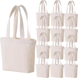 10" x 8" x 3"Mini Canvas Tote Bags for Fabric Painting Cotton Sturdy Bag Heavy-duty Gift Bags