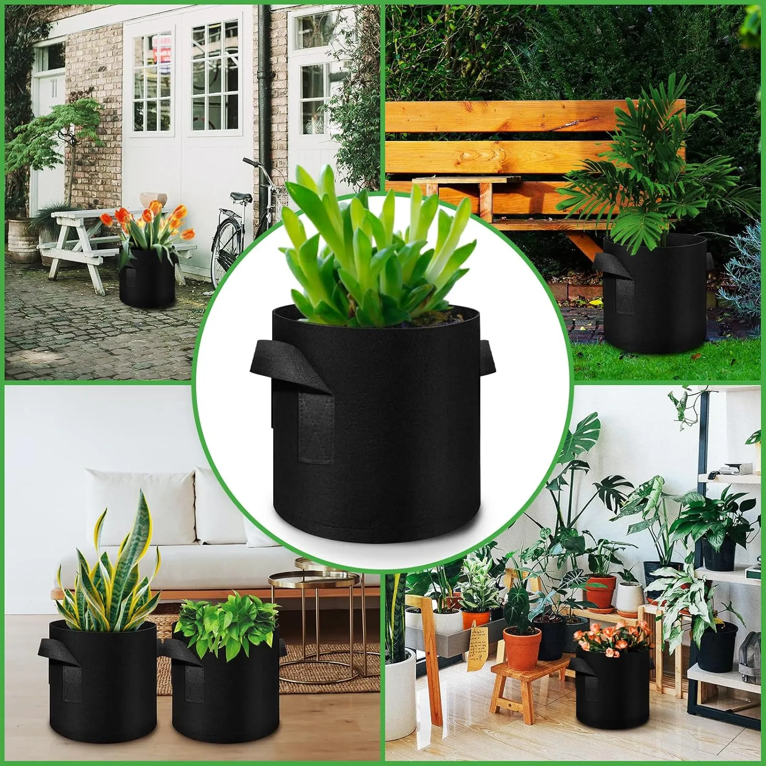 12 Pack 3 Gallon Plant Grow Bags, Thickened Nonwoven Fabric Pots with Handles, Vegetable Planter Bags Containers, Cloth Planters for Garden Vegetable/Flower/Plant/Fruits Outdoor (Black)