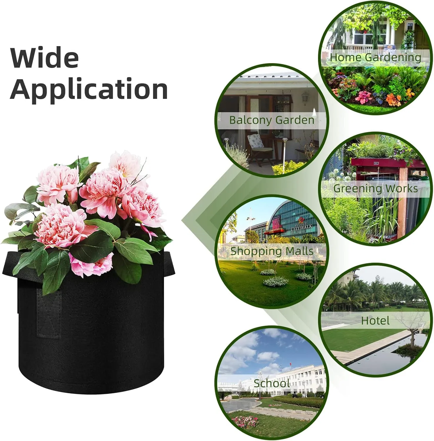 12 Pack 3 Gallon Plant Grow Bags, Thickened Nonwoven Fabric Pots with Handles, Vegetable Planter Bags Containers, Cloth Planters for Garden Vegetable/Flower/Plant/Fruits Outdoor (Black)
