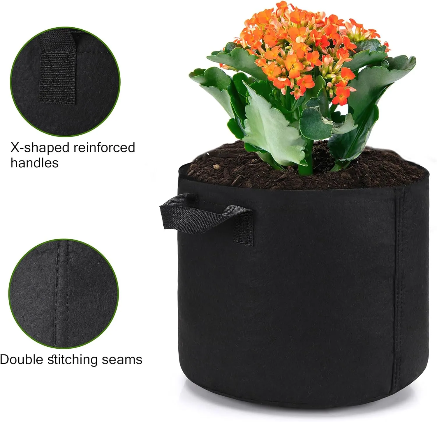 12-Pack 5 Gallon Plant Grow Bags, Heavy Duty Aeration Fabric Pots with Handles for Garden and Planting