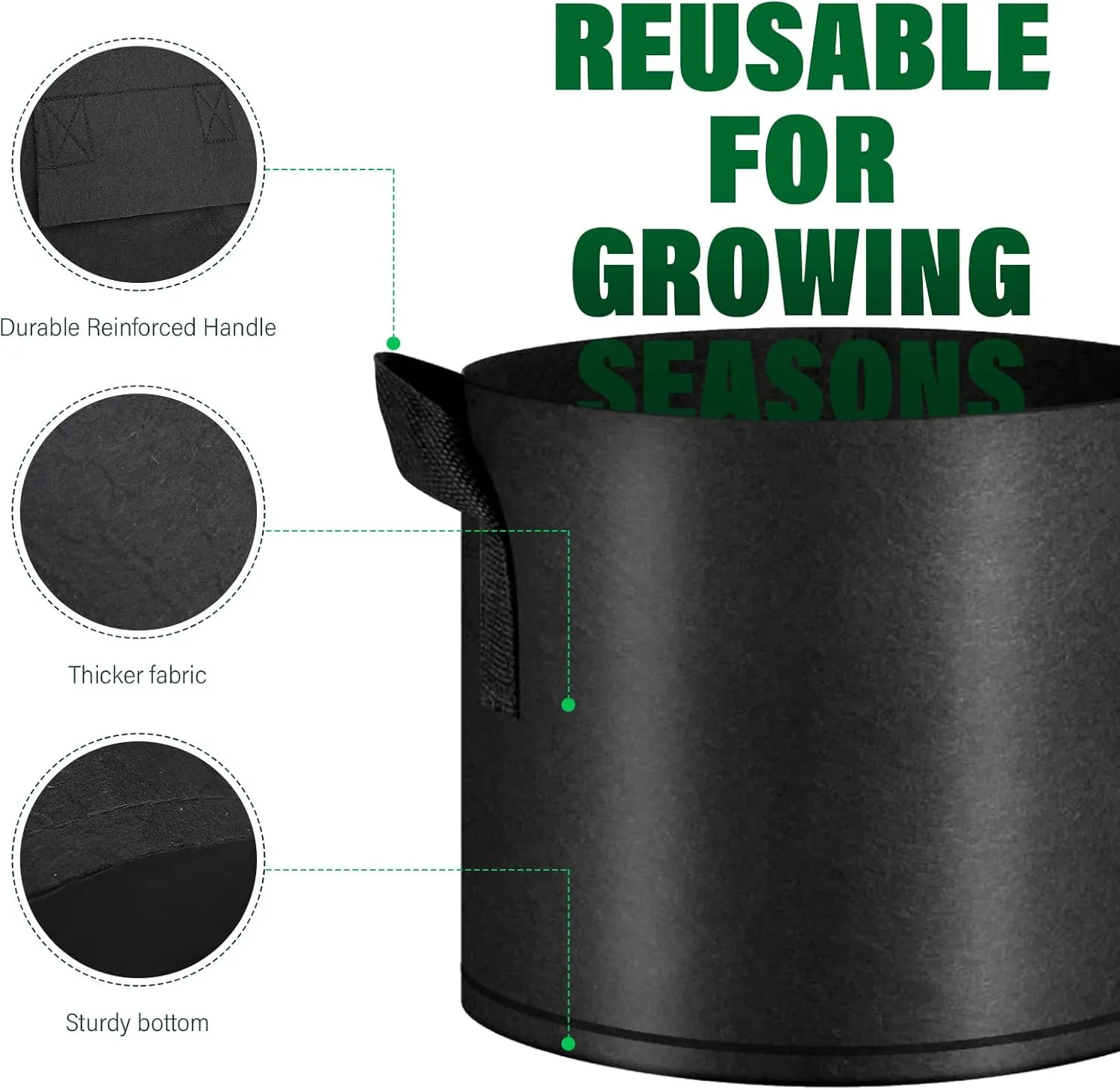 12 Pack Grow Bags 10 Gallon, 300G Heavy Duty Thickened Non-Woven Plant Bag Plant Fabric Pots with Handles Planting Bags, Pot for Plants