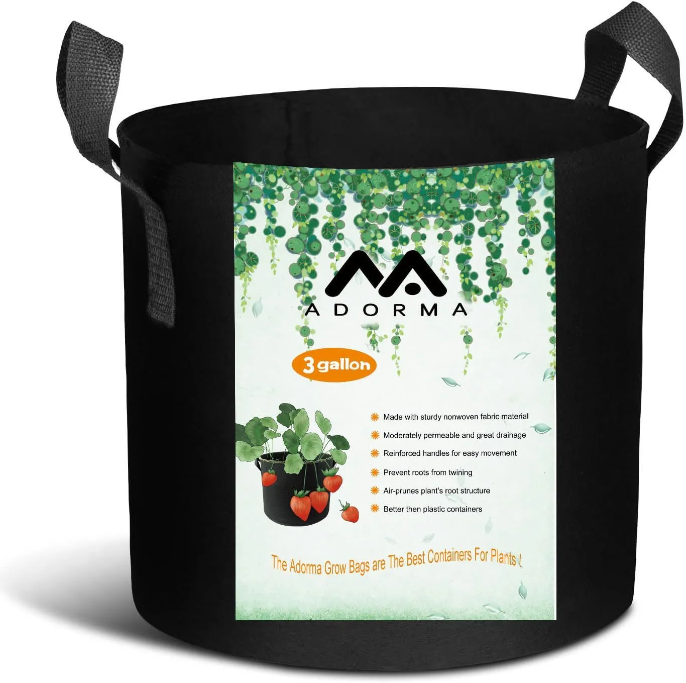 12 Packs 3 Gallon Grow Bags, Heavy Duty 300G Thickened Nonwoven Fabric Plant Pots with Handles