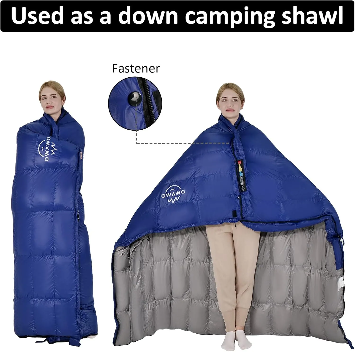 15°F 10°F Duck Down Sleeping Bag for Adults,650 Fill Power,Ultralight Wearable 4 Season Cold Weather Rectangle Sleeping Bag for Camping Hiking,Can be Used as a Down Blanket or Cloak