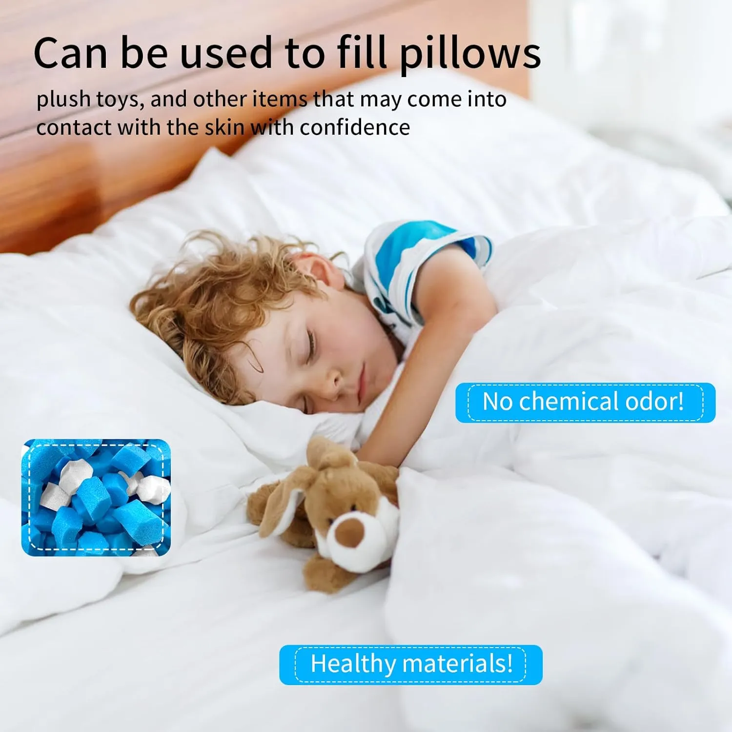 15lbs Bean Bag Filler, Pillow Filler Stuffing, Bean Bag Filling, Shredded Memory Foam Filling, Punching Bag Filler, Foam Refill for Pouf/Ottoman Stuffing/Boxing Bag,Added Gel Particles