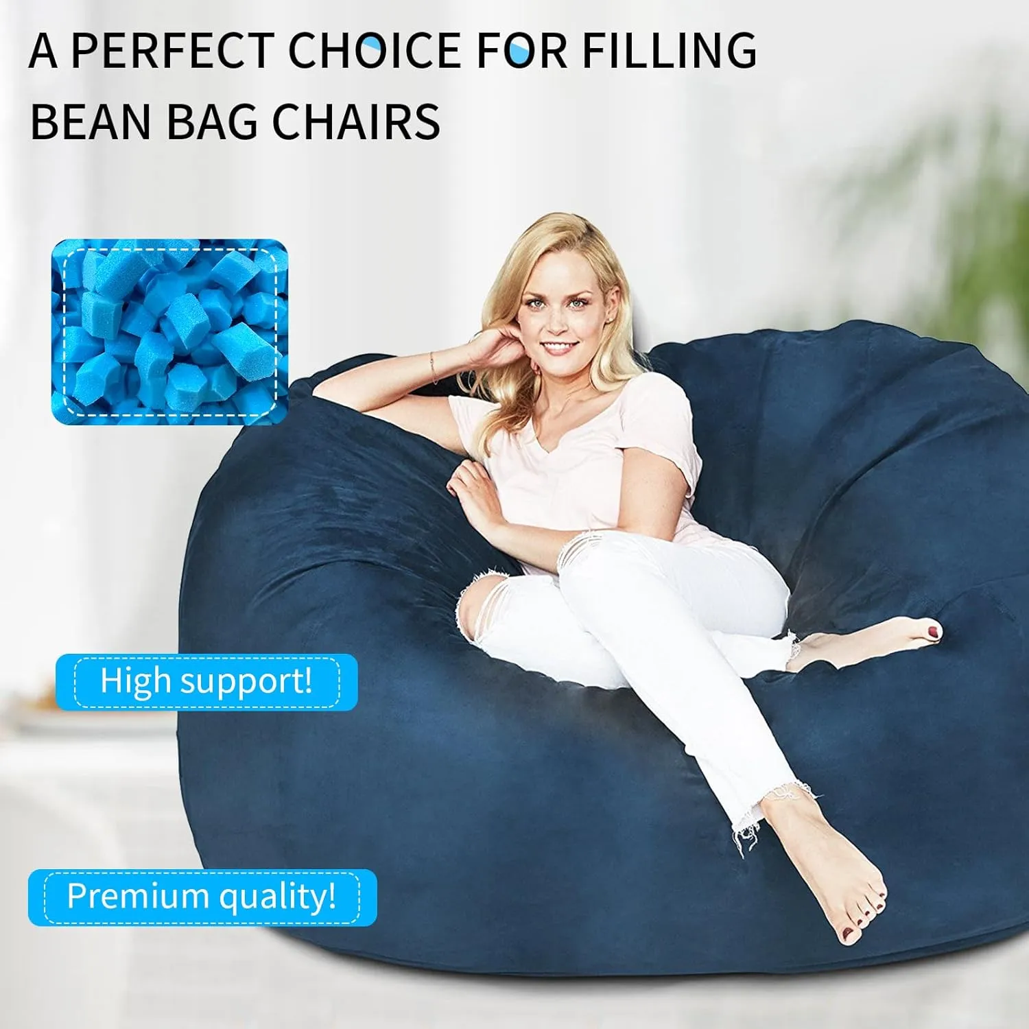 15lbs Bean Bag Filler, Pillow Filler Stuffing, Bean Bag Filling, Shredded Memory Foam Filling, Punching Bag Filler, Foam Refill for Pouf/Ottoman Stuffing/Boxing Bag,Added Gel Particles