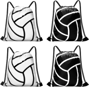 16 Pack Volleyball Drawstring Party Favors for Kid Volleyball Snack Bag Polyester Fabric Volleyball Sports Backpack for Volleyball Themed Birthday Sports Party Gift,9.8 x 11.8 Inches