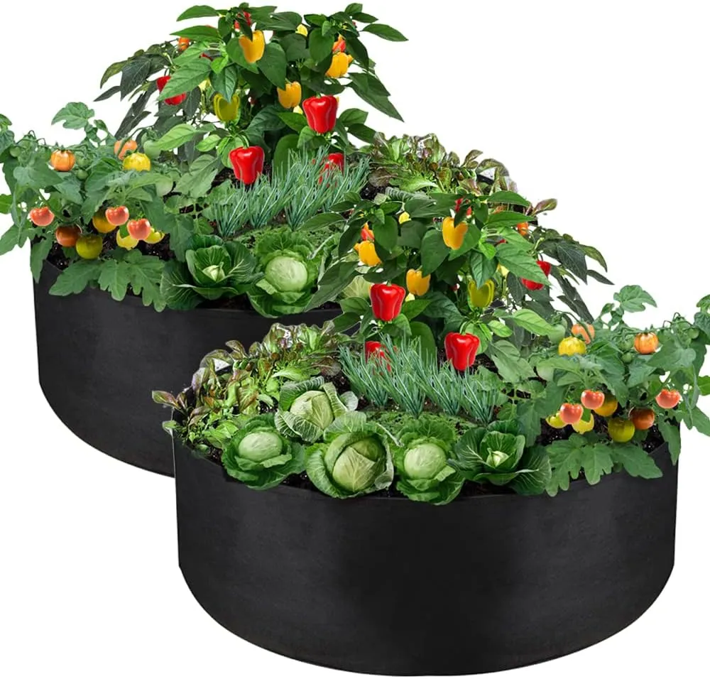 2-Pack 100 Gallon Grow Bag, Heavy Duty Thickened Fabric Pots Round Raised Garden Bed Planter for Planting Herb Flower Vegetable Potato Plants (50" D x 12" H)