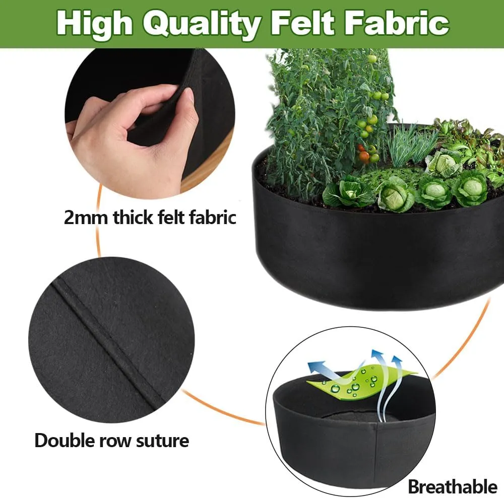 2-Pack 100 Gallon Grow Bag, Heavy Duty Thickened Fabric Pots Round Raised Garden Bed Planter for Planting Herb Flower Vegetable Potato Plants (50" D x 12" H)