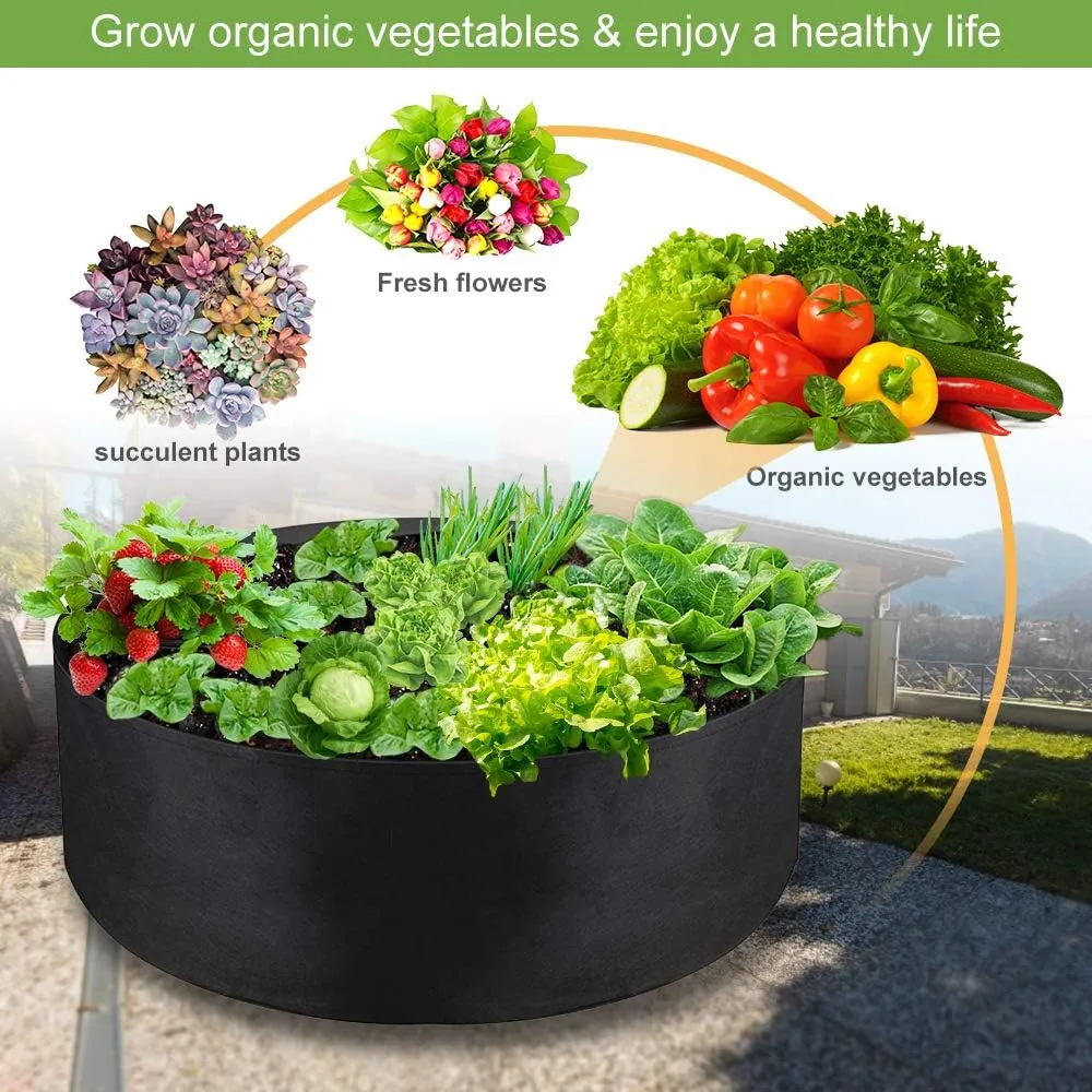 2-Pack 50 Gallon Grow Bag, Heavy Duty Thickened Fabric Pots Round Raised Garden Bed Planter for Planting Herb Flower Vegetable Potato Plants (36" D x 12" H)