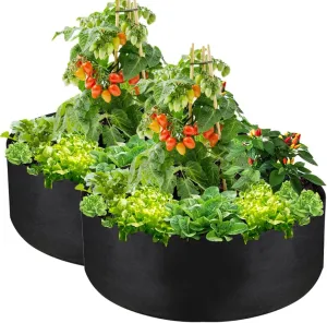 2-Pack 50 Gallon Grow Bag, Heavy Duty Thickened Fabric Pots Round Raised Garden Bed Planter for Planting Herb Flower Vegetable Potato Plants (36" D x 12" H)