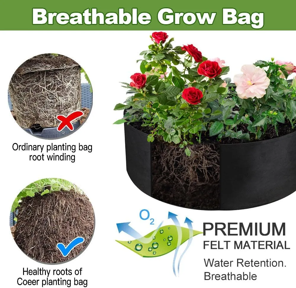 2-Pack 50 Gallon Grow Bag, Heavy Duty Thickened Fabric Pots Round Raised Garden Bed Planter for Planting Herb Flower Vegetable Potato Plants (36" D x 12" H)