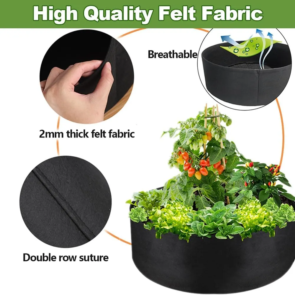 2-Pack 50 Gallon Grow Bag, Heavy Duty Thickened Fabric Pots Round Raised Garden Bed Planter for Planting Herb Flower Vegetable Potato Plants (36" D x 12" H)