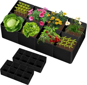 2 Pack Fabric Raised Garden Bed, 128 Gallon 6x3x1 FT Plant Grow Bags, 8 Grids Breathable Rectangle Planting Container Pot for Indoor Outdoor Potatoes Vegetables Fruits Flowers Bonsai Plants