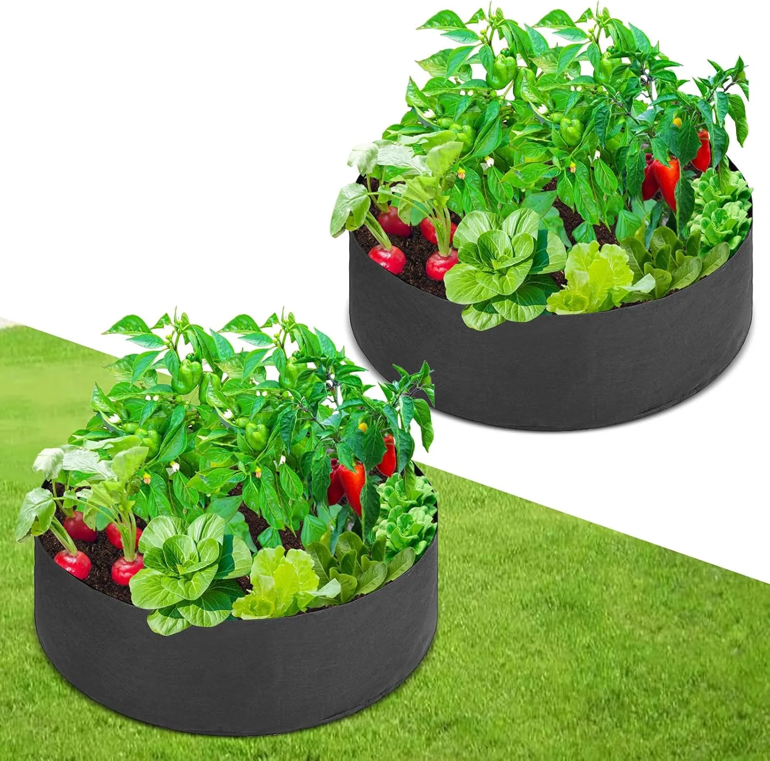 2 Pack Plant Grow Bags, 50 Gallon Black Large Aeration Fabric Pots, Heavy Duty Cloth Pots for Plants, Suitable for Growing Vegtables and Plants