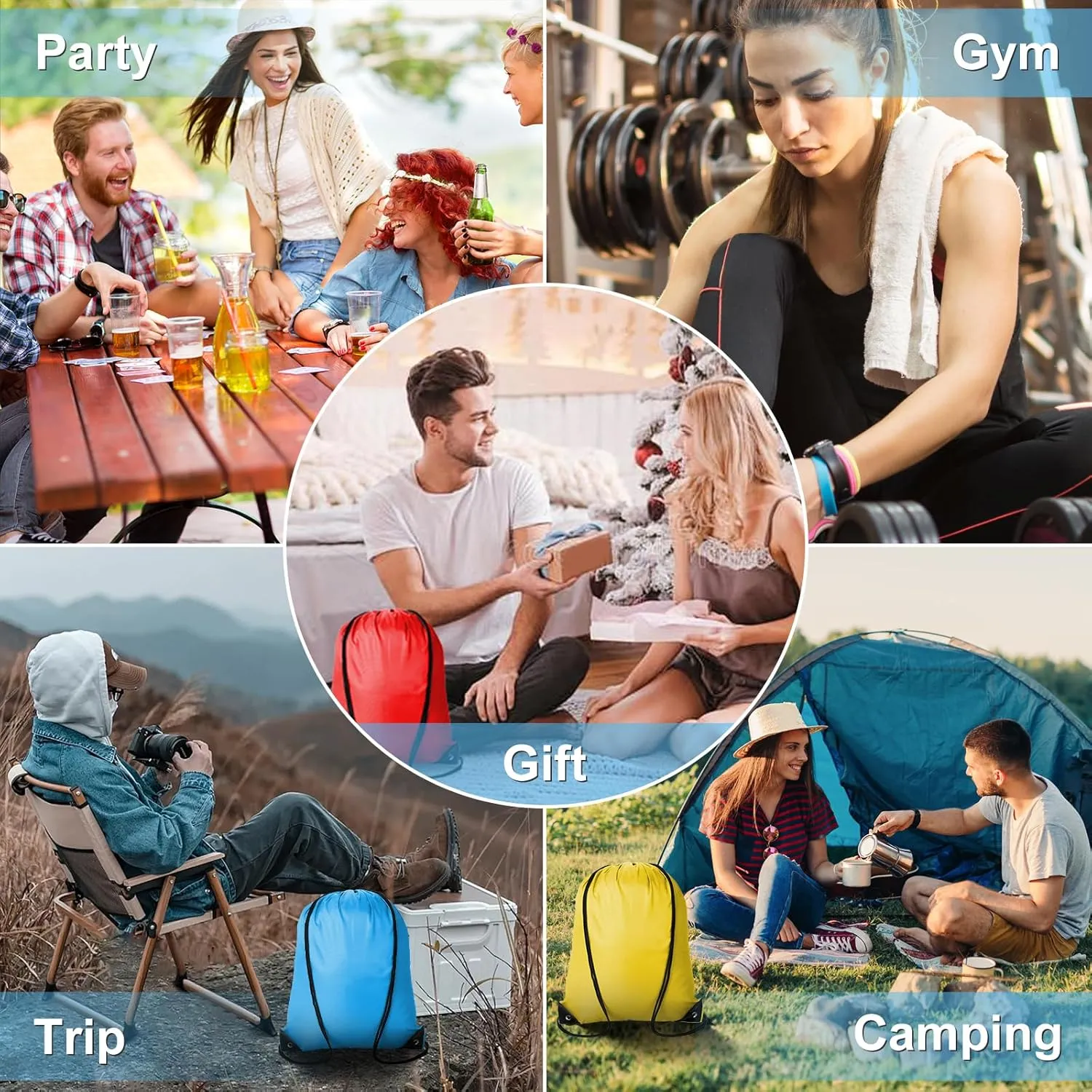 20Pcs Drawstring Backpacks Bulk String Bag Cinch Sack Pack Storage Knapsack Polyester Gift Bags Sports Drawstring Bags for Trip Gym Party Bags(20 Colors)