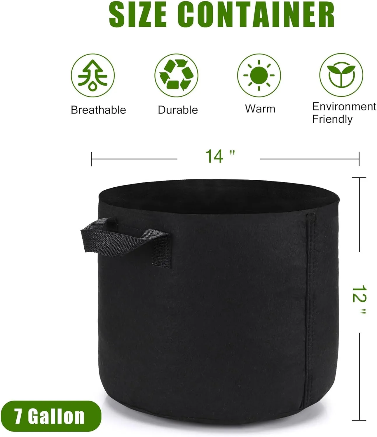 24-Pack 7 Gallon Grow Bags, Heavy Duty Aeration Fabric Pots with Handles for Garden and Planting, Pots for Plant