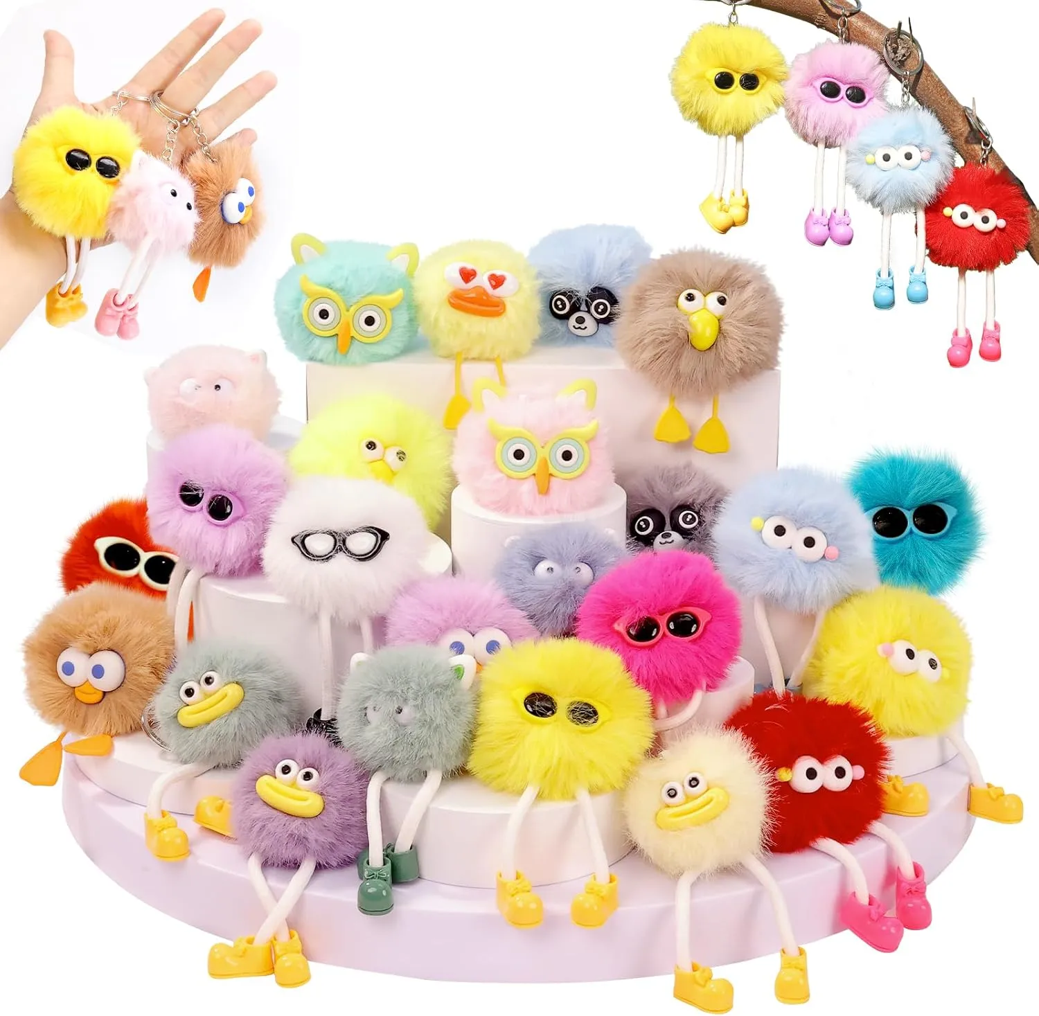 24 PCs Kids Keychains - Keychain Cute for Birthday Goodie Bags Pinata Toys Classroom Prizes Elementary Carnival Prizes in Bulk Party Favors 8-12 Easter Egg