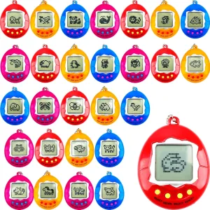 28 Pcs Virtual Pet Keychains Electronic Digital Pets Keychain Retro Handheld Game Machine Nostalgic 90s Toy for for Kids Birthday Party Gifts Goodie Bag Fillers