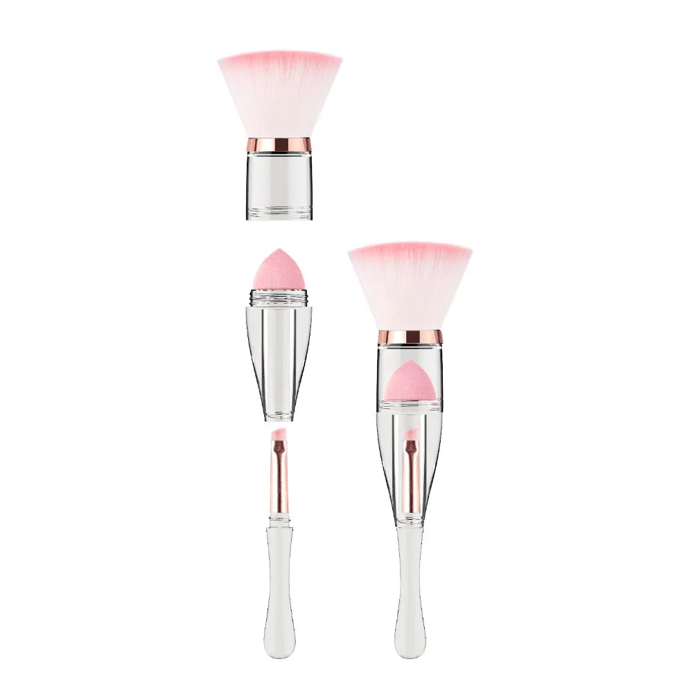 3-in-1 Portable Makeup Brush for Beauty Multifunctional Sponge Powder Brush