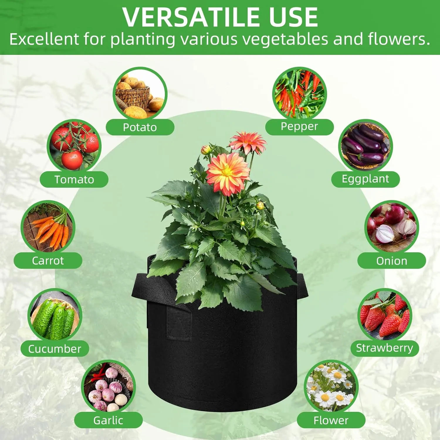30 Pack 10 Gallon Plant Grow Bags, Breathable Felt Non-Woven Aeration Fabric Plant Grow Pots, Garden Planting Containers for Nursery Vegetable Flower Grow Bags with Handles (15.7x11.8inch)