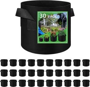 30 Pack 10 Gallon Plant Grow Bags, Breathable Felt Non-Woven Aeration Fabric Plant Grow Pots, Garden Planting Containers for Nursery Vegetable Flower Grow Bags with Handles (15.7x11.8inch)