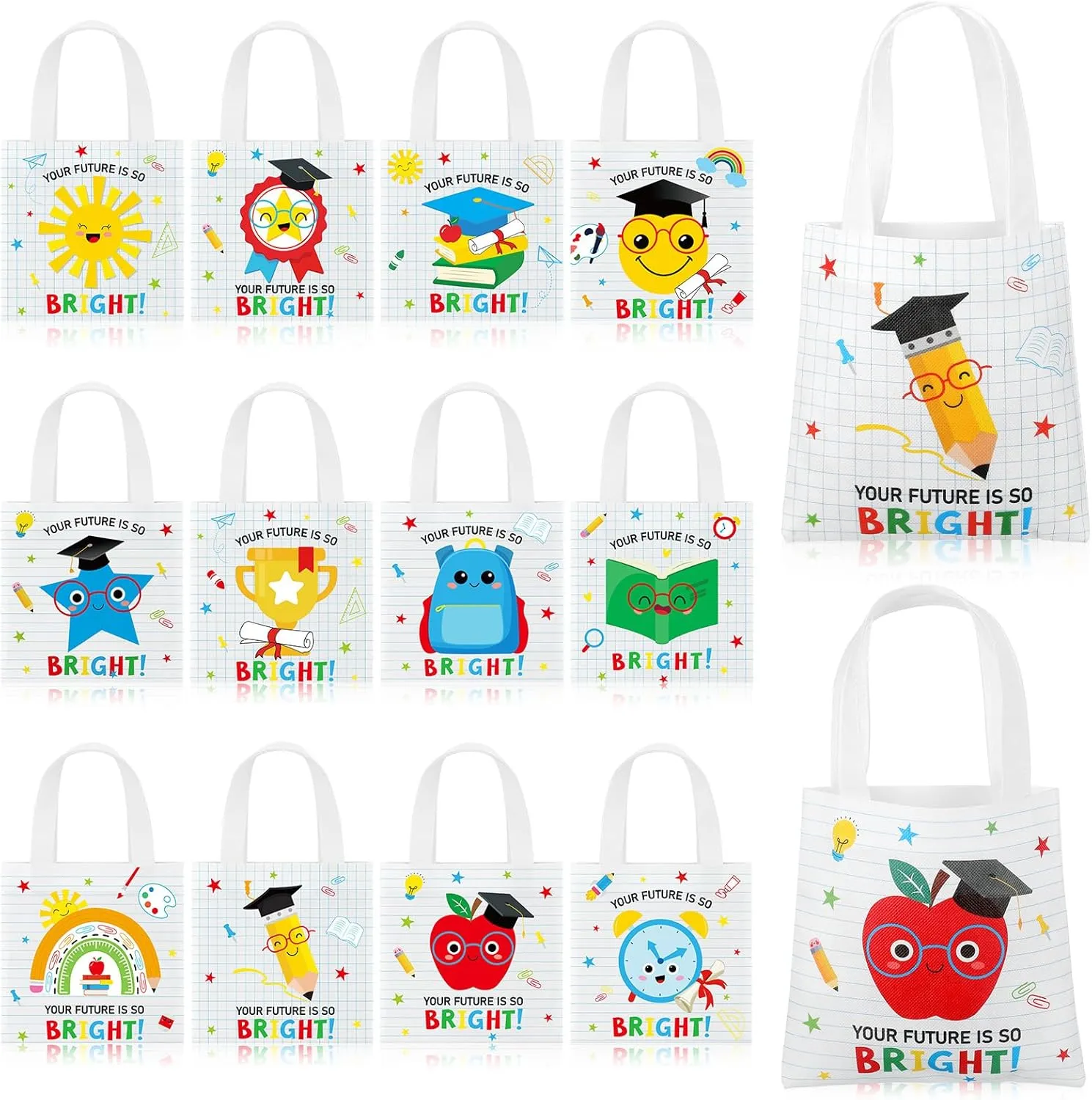 36 Pcs Graduation Tote Bags Bulk Bright Future Gift Tote Bags 2025 Grad Students Grad Gift for Kindergarten Preschool Graduation Party Decoration Supplies
