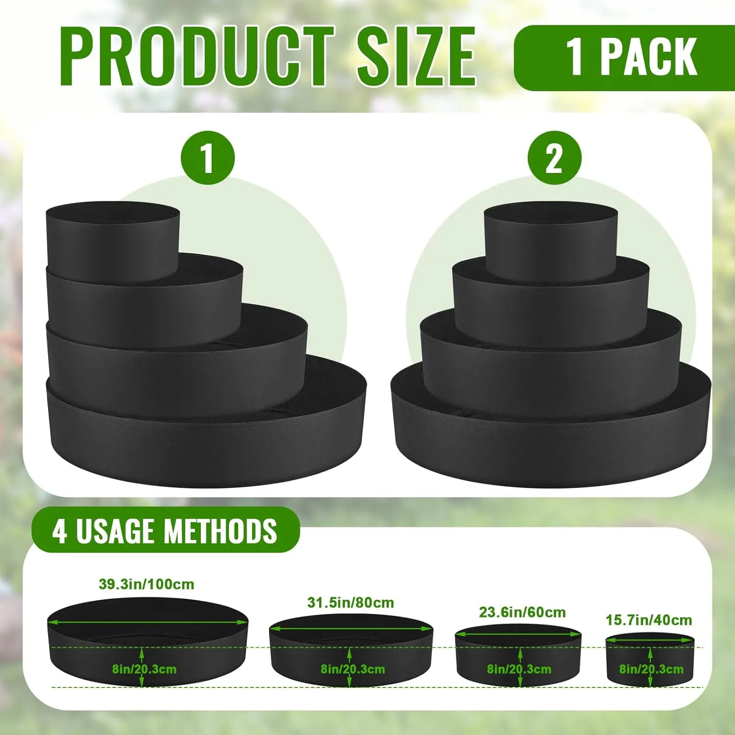 4 Pcs Tiered Strawberry Planter Fabric Raised Garden Planting Beds Heavy Duty Plant Grow Bags Breathable Non Woven Container for Vegetables Flower Herbs Gardening Outdoor (Black)
