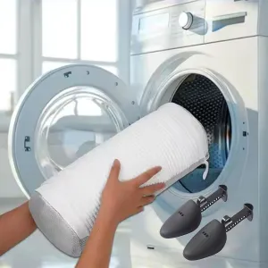 4PCS Shoe Washing Machine Bag,Side opening hidden zipper,Laundry Bags for Sneakers and All Shoe Sizes,Fluffy Fibers Keep 360° Wrap-around Cleaning,2 Pairs Adjustable Shoe Support