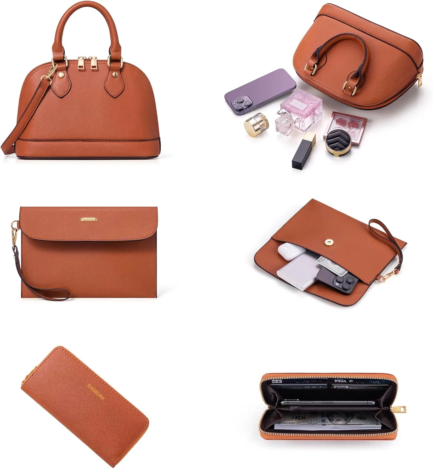 4PCS Women Fashion Handbags Purses Wallet Shoulder Bags Casual Tote Bag Crossbody Bags, Handbag Set Gift for Ladies Girls
