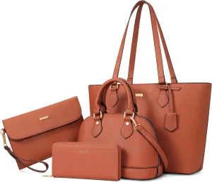 4PCS Women Fashion Handbags Purses Wallet Shoulder Bags Casual Tote Bag Crossbody Bags, Handbag Set Gift for Ladies Girls