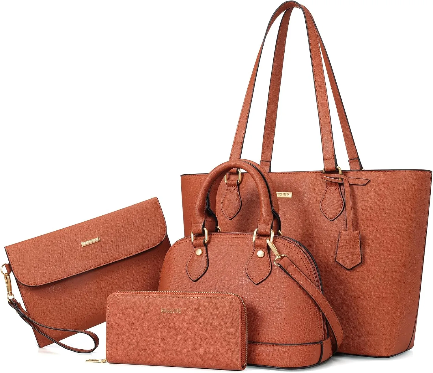 4PCS Women Fashion Handbags Purses Wallet Shoulder Bags Casual Tote Bag Crossbody Bags, Handbag Set Gift for Ladies Girls