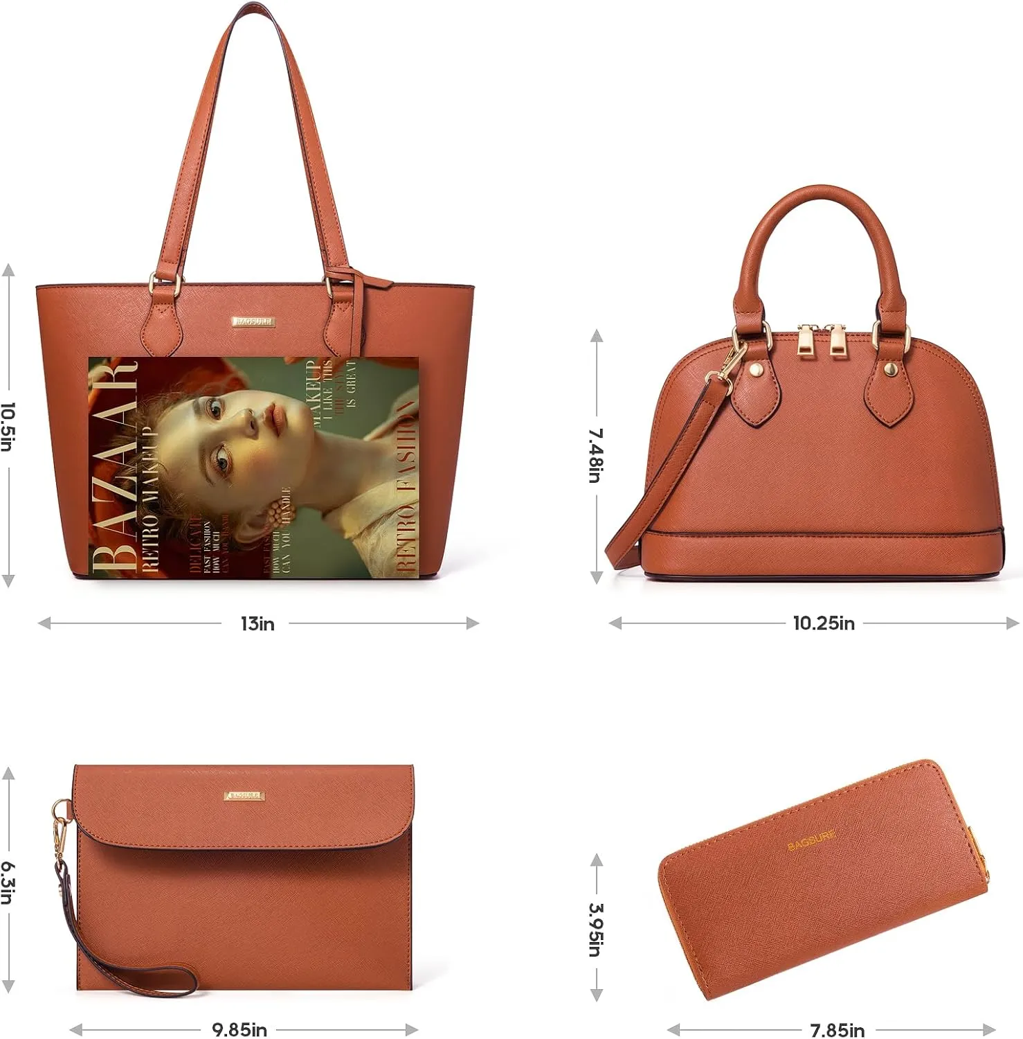 4PCS Women Fashion Handbags Purses Wallet Shoulder Bags Casual Tote Bag Crossbody Bags, Handbag Set Gift for Ladies Girls