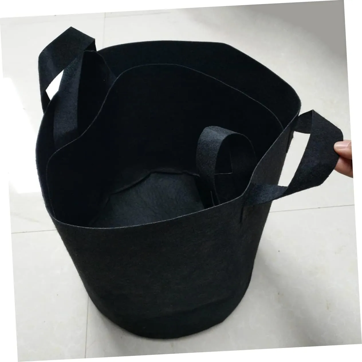 5pcs Felt Fabric Planting Bags 30x30x35cm for Garden Horticultural Vegetable Plant Grow Bags Black Double Handles