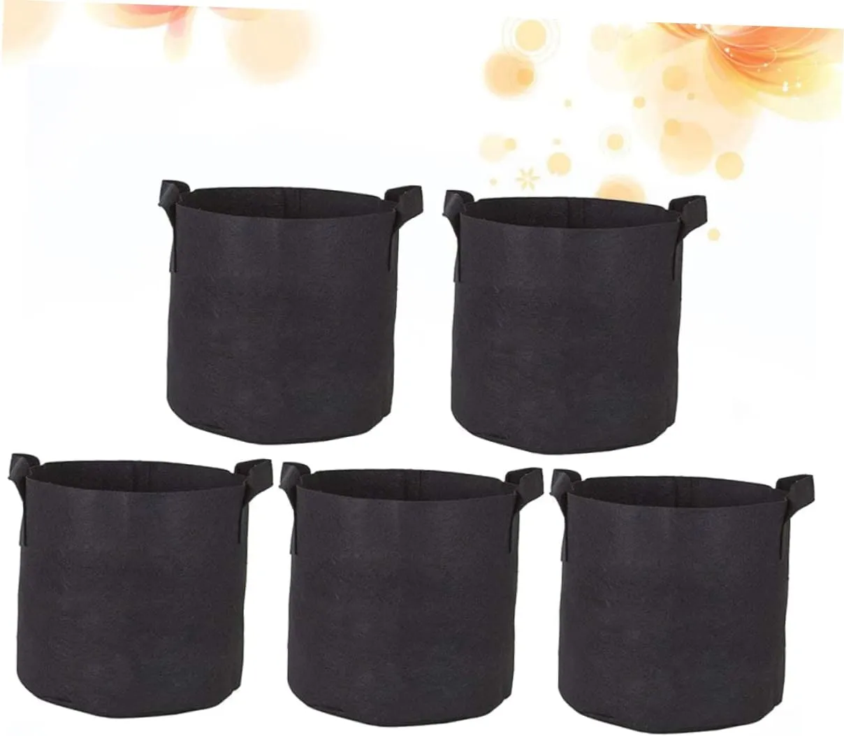 5pcs Felt Fabric Planting Bags 30x30x35cm for Garden Horticultural Vegetable Plant Grow Bags Black Double Handles