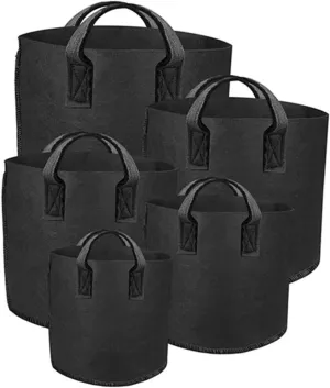 5pcs Felt Fabric Planting Bags 30x30x35cm for Garden Horticultural Vegetable Plant Grow Bags Black Double Handles