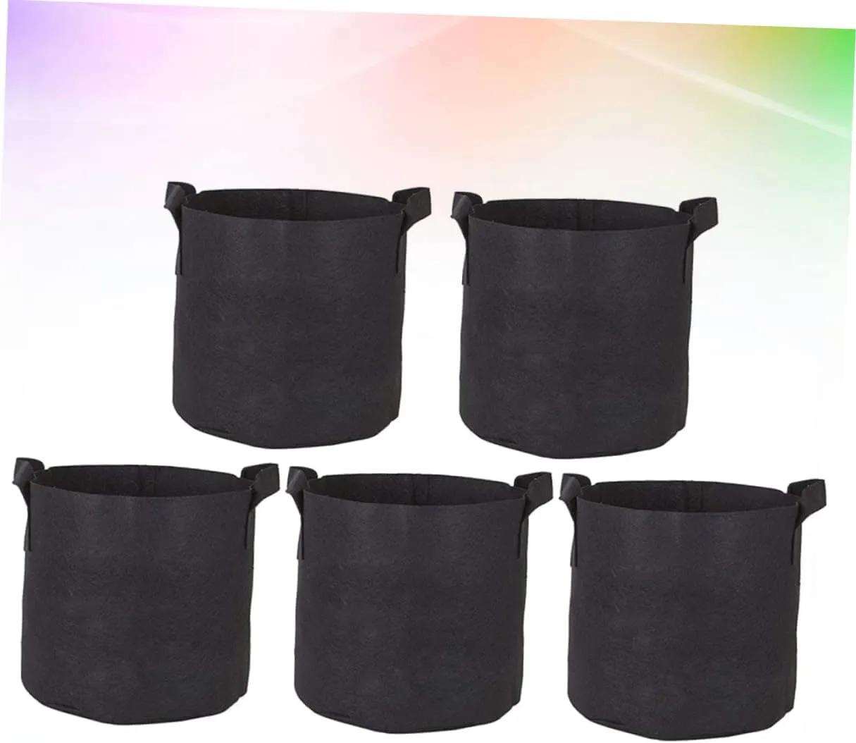 5pcs Felt Fabric Planting Bags 30x30x35cm for Garden Horticultural Vegetable Plant Grow Bags Black Double Handles