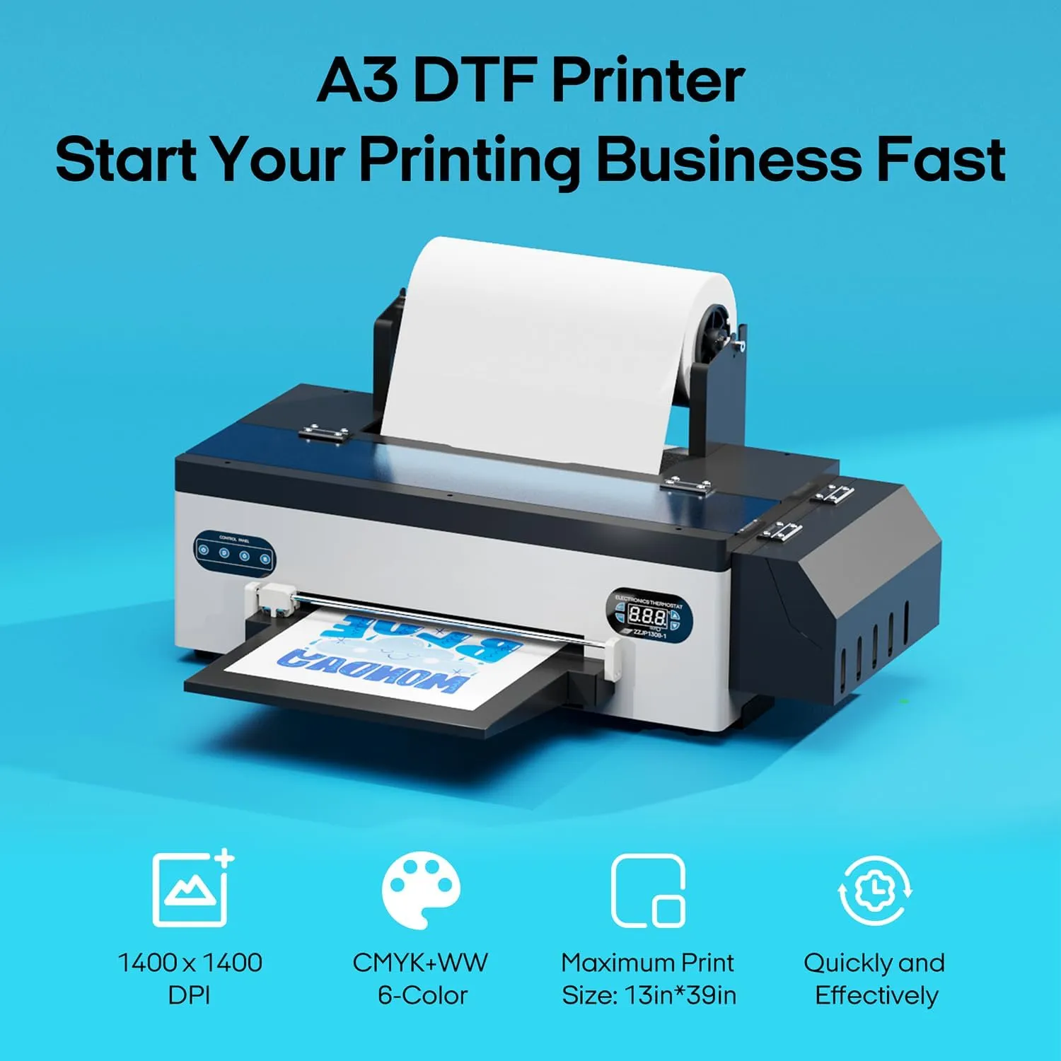 A3 DTF Printer with Oven Bundle Set L1800 Direct to Film Transfer Printer Machine with Advanced White Ink Circulation System for DIY Print T-Shirts, Dark and Light Fabric Printing