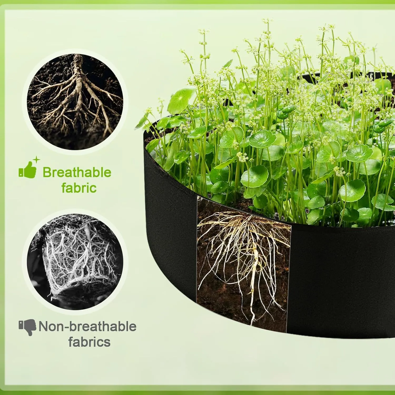 ACJRYO 100 Gallon Heavy Duty Felt Grow Bags - Thickened Fabric Planters with Drainage & Aeration for Vegetables, Flowers, Herbs ﻿