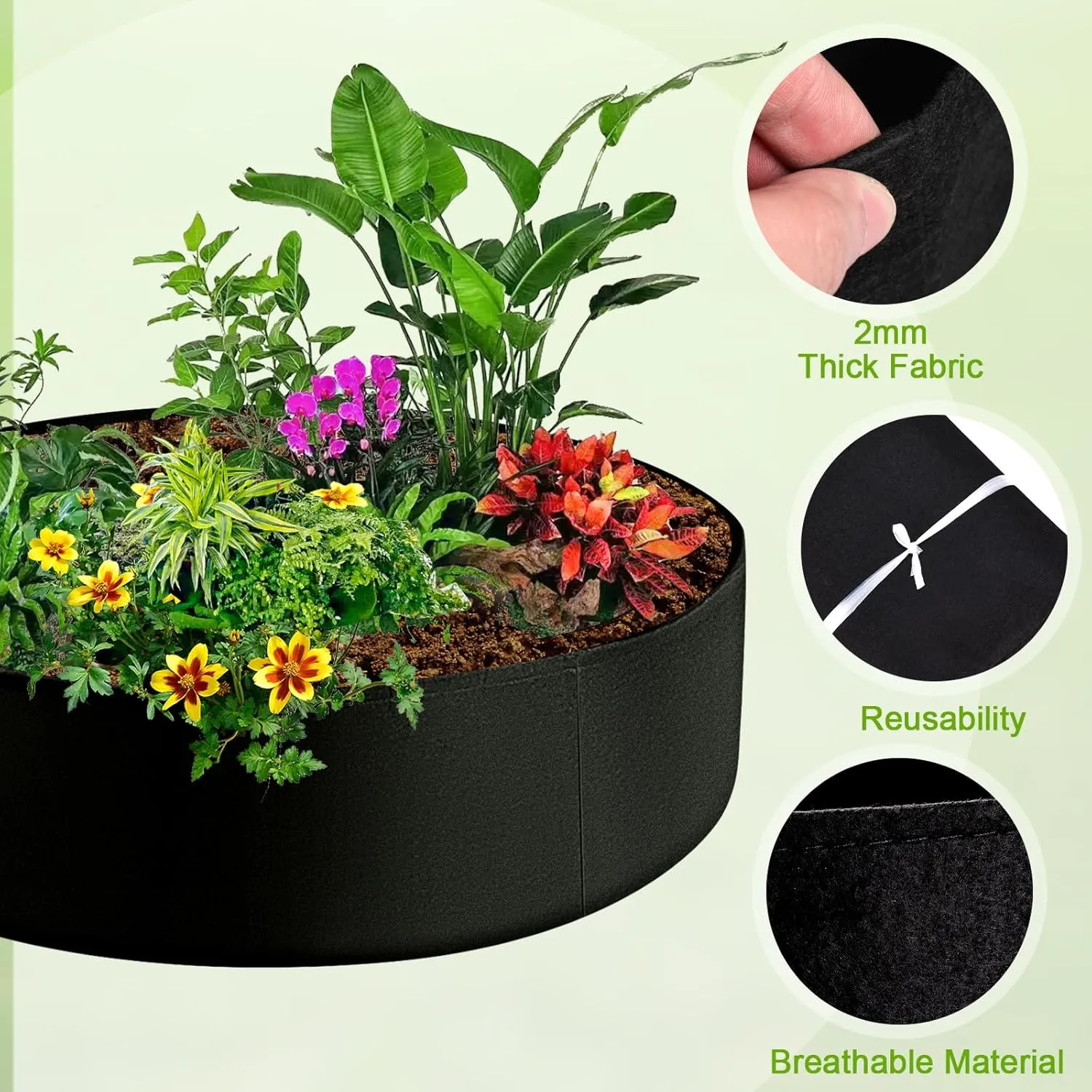 ACJRYO 100 Gallon Heavy Duty Felt Grow Bags - Thickened Fabric Planters with Drainage & Aeration for Vegetables, Flowers, Herbs ﻿