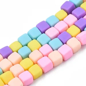 Airssory 600 Pcs 6MM Macaron Color Cube Beads Polyhedron Handmade Polymer Clay Loose Beads for DIY Jewelry Bracelet Necklace Craft Bag Keychain Decoration
