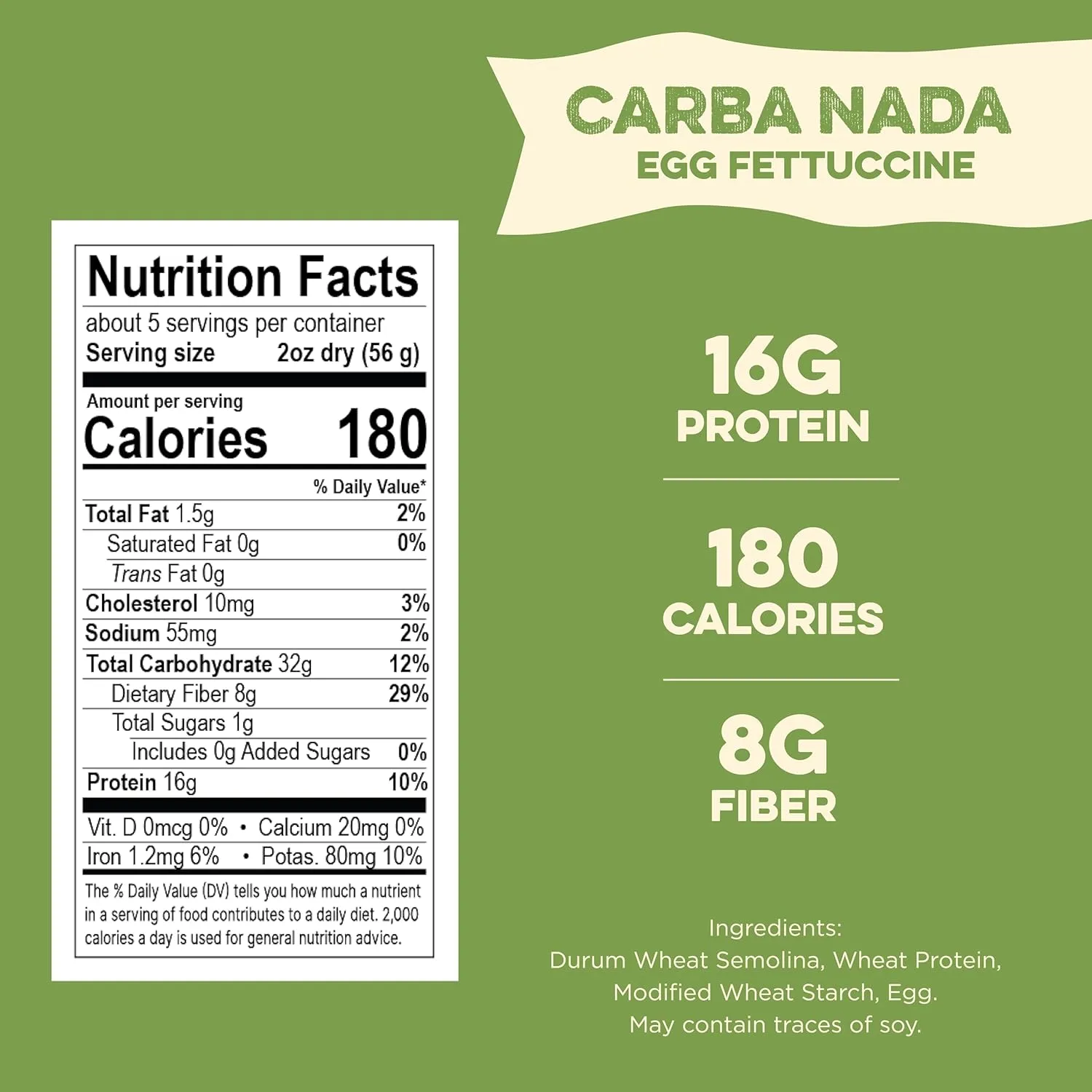 AL DENTE Carba-Nada Egg Fettuccine, Lower Carb, 16g High Protein, Cage Free Eggs, Non-GMO, Artisanal, Homemade Taste & Texture, 10oz Bags (Pack of 4)