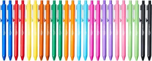 Amazon Basics Multi Colored Ballpoint Pens for Smooth Writing, Assorted Colors, Retractable, 24-Pack
