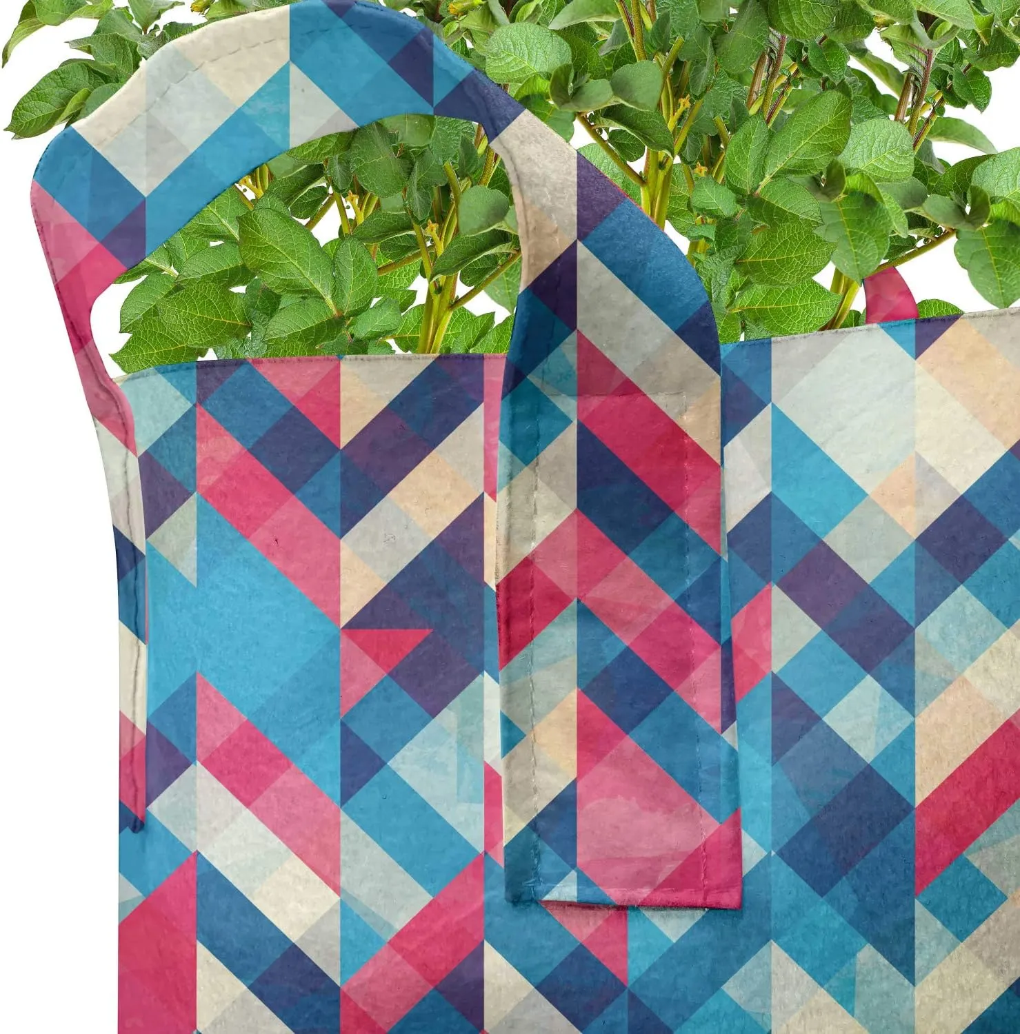 Ambesonne Chevron Grow Bags 5-Pack, Downward Parallel Lines, Heavyduty Fabric Pots with Handles for Plants, 5 Gallon, Multicolor