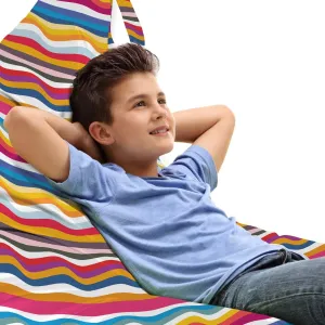 Ambesonne Colorful Lounger Chair Bag, Demonstration of Wavy Stripes Flowing Horizontal Rainbow Inspired Several Tones, High Capacity Storage with Handle Container, Lounger Size, Multicolor