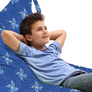 Ambesonne Pinwheel Lounger Chair Bag, Wind Farm Turbines Map Pattern with Renewable Energy Nature Eco, High Capacity Storage with Handle Container, Lounger Size, Blue and White