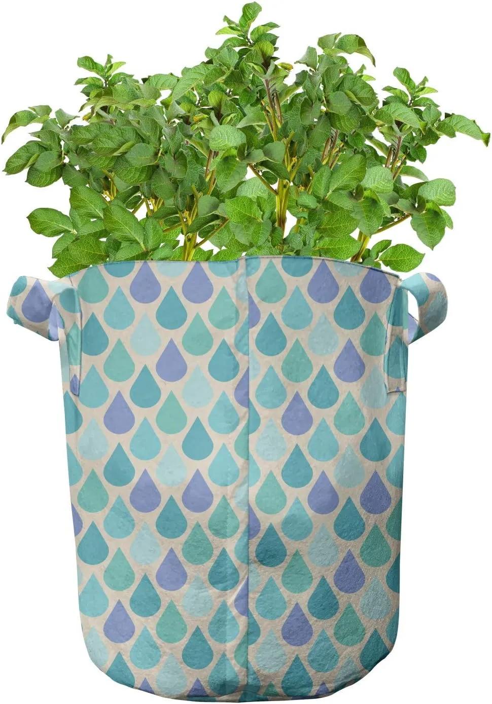Ambesonne Teal Grow Bags 5-Pack, Colorful Water Droplets, Heavyduty Fabric Pots with Handles for Plants, 7 Gallon, Aqua Teal Lavender