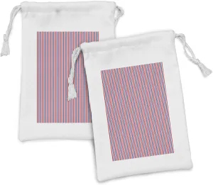 Ambesonne USA Fabric Pouch Set of 2, Symbolic Colors of American Independence Day Classic Tones National Concept, Small Drawstring Bag for Toiletries Masks and Favors, 9" x 6", Red White Night Blue