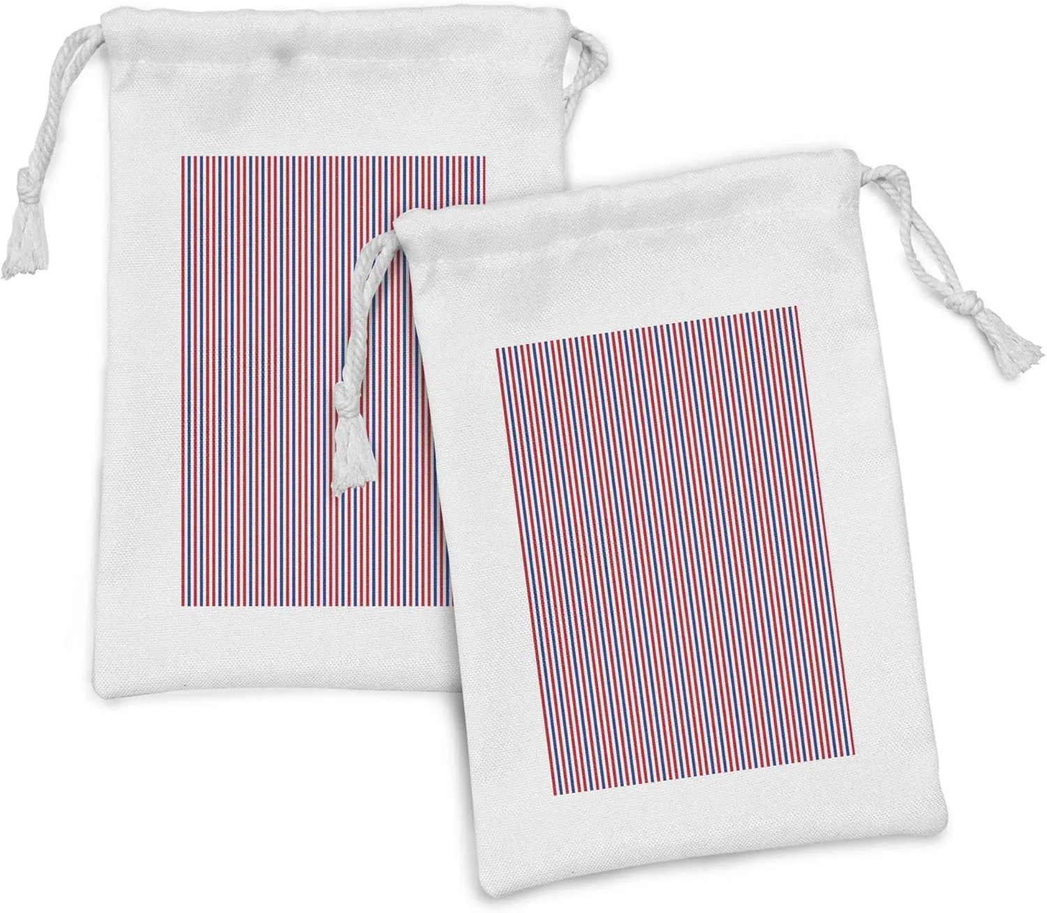 Ambesonne USA Fabric Pouch Set of 2, Symbolic Colors of American Independence Day Classic Tones National Concept, Small Drawstring Bag for Toiletries Masks and Favors, 9" x 6", Red White Night Blue